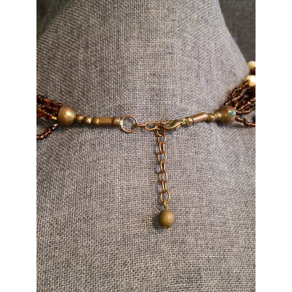 Mosaic Bone Brass Pendant Vintage Jewellery - Picture 4 of 5